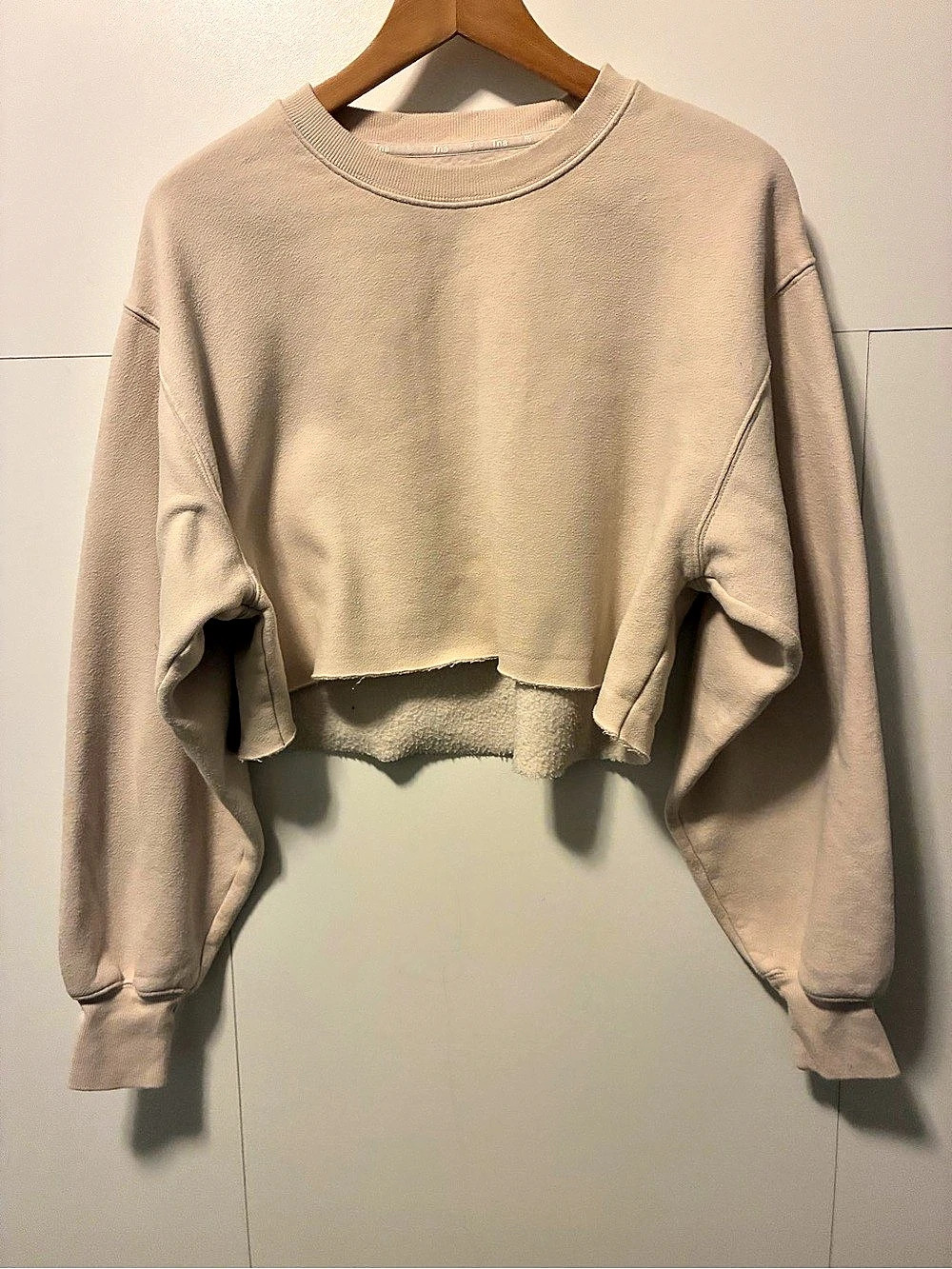 Tna Terry Fleece Perfect Cropped Sweatshirt Beige Size 1